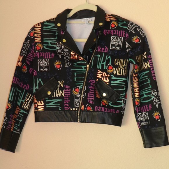 Disney Other - D-Signed Disney Graffiti Biker Jacket Children's Size 7-8 Small